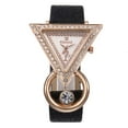 thumbnail image 4 of Xinyolin Rhinestone Triangle Dial Shimmers Watch, Faux Leather Band Women Quartz Wrist Watch, 4 of 5