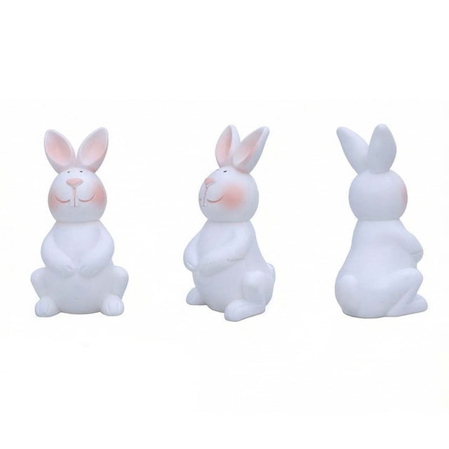 Sktrjpolfis 4pc Easter White Rabbits , Plastic, DIY Crafts, for Home Living Room Easter Ornaments
