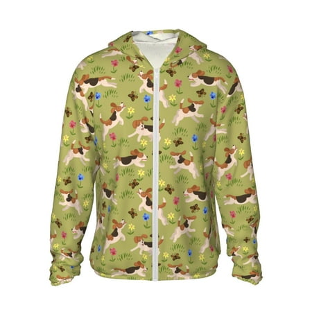 Sigee Running Beagle Print UPF50+ Men s Sun Protection Hoodie Shirt SPF UV Shirt Long Sleeve Fishing Outdoor Lightweight S-3XL