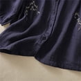thumbnail image 6 of Royisotas Summer Cotton Linen Tops for Women Floral Embroidered Short Sleeve Button Down T Shirts Lightweight Loose Fit Blouses, 6 of 6