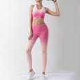thumbnail image 2 of KHONTS Women's Two Piece Sets Racerback Yoga Bras Workout Gradient Color Outfits Waistband Exercise Outfits Pink L, 2 of 8