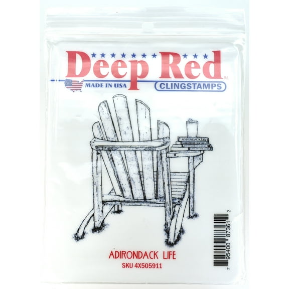 Deep Red Stamps Adirondack Life Rubber Cling Stamp 3 x 3.2 inches.