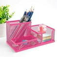 thumbnail image 6 of Metal Mesh Desk Organizer with 3 Compartments for Pens, Office Supplies, and Cellphone, 6 of 7