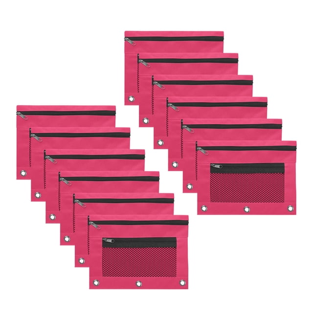 QTOCIO 12pc Cloth Eyelet Binder B5 Office Storage File Bag With Three Holes And Zipper Pen Bag