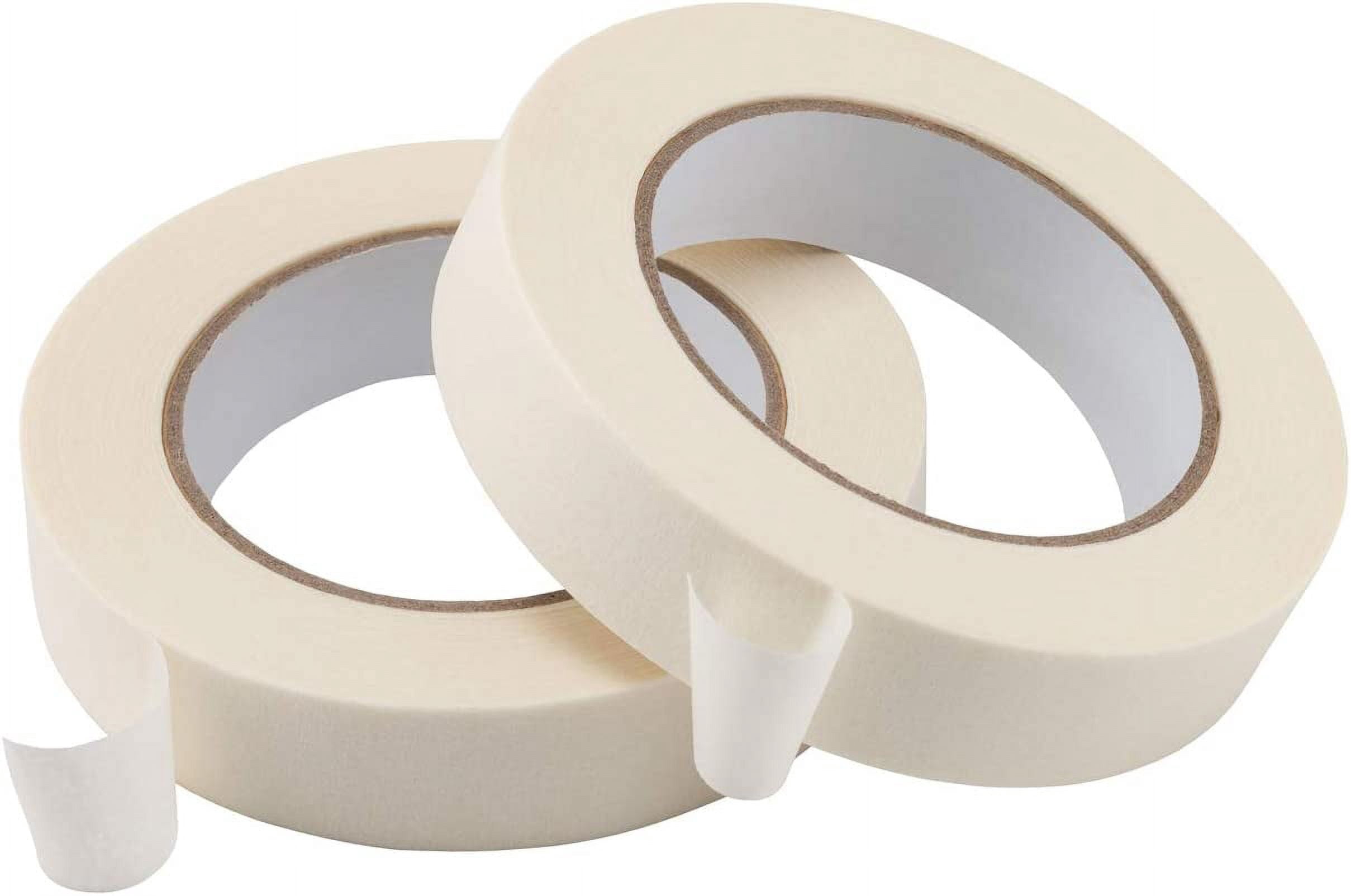 Masking Tape 1 inch, 10 Pack General Purpose Masking Tape Bulk Multipack for Basic Use, 1 inch x 55 Yards x 10 Rolls (550 Total Yards) White,Beige