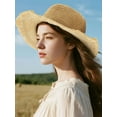 thumbnail image 3 of Deago Summer Straw Beach Sun Hats for Women UV Protection Wide Brim Travel Foldable Fringed Bucket Hat (Beige), 3 of 9
