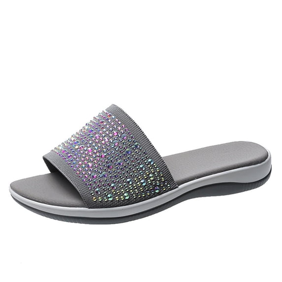 asdoklhq Slip On Shoes for Women,Summer Ladies Rhinestone Slippers Sandals Casual Breathable Women's Shoes