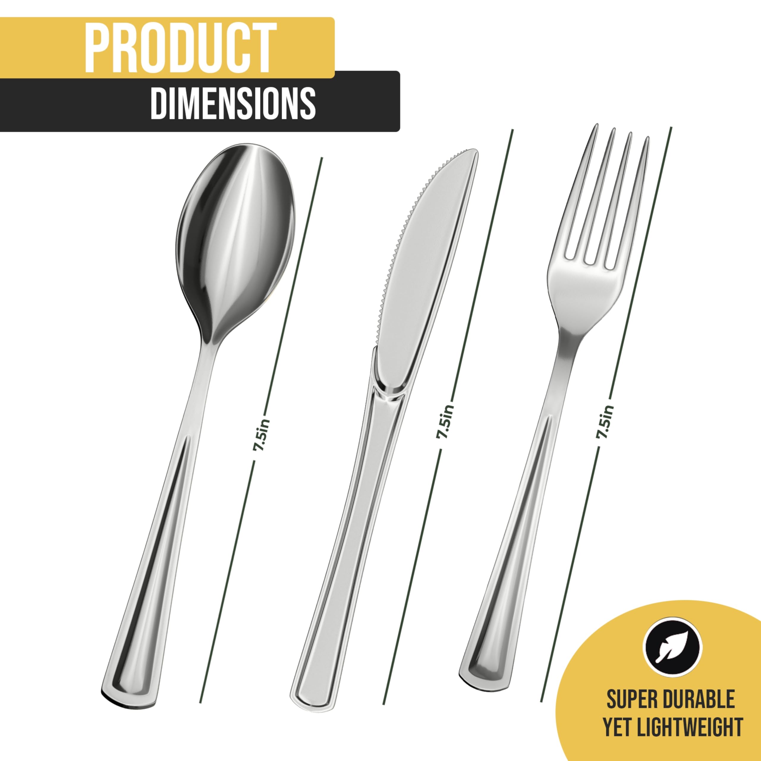 Exquisite Silver Plastic Silverware Set, 160-Piece photo 6