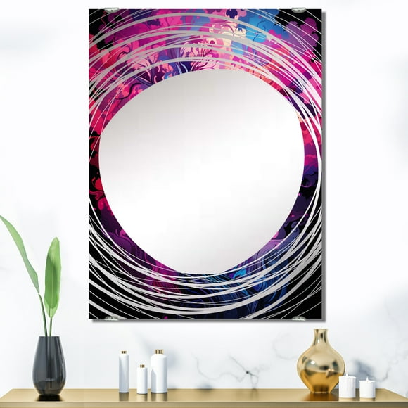 Designart "Mirage Charm of Fire Trees in Pink" Tree Oversized Wall Mirror - Country Landscapes Living Room Wall Mirror - Multiple Color Options