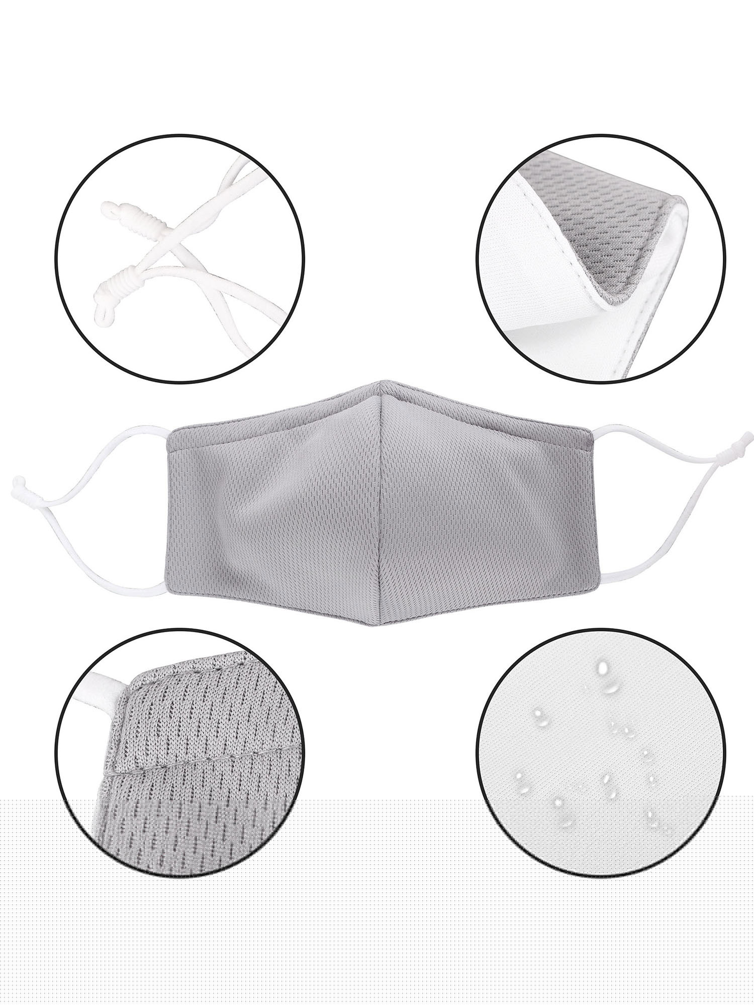 thumbnail image 2 of 3 PCS Washable Resuable Breathable 2 Layer Cloth Fabric Face Mask, G, 2 of 4