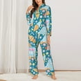 thumbnail image 3 of Kll Icecream Truck Print Women'S Long Sleeve Pajamas With Pants Sleepwear Loungewear 2 Set-Medium, 3 of 9