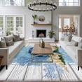 thumbnail image 3 of Blue Coastal Starfish Area Rugs 5'x7', Small Throw Rugs for Laundry Room Playroom, Vintage Wooden Nautical Coral Summer Indoor Outdoor Rug Non-Slip Low Pile Carpet Runner Reversible Floor Mats, 3 of 8