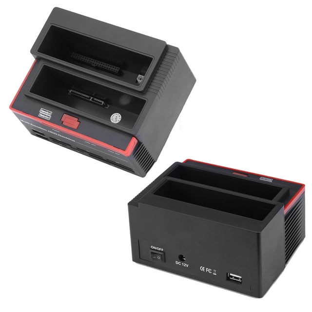 Dual Bay 2,5 3,5, Estación De Acoplamiento De Caja HDD IDE USB2.0 Hub Lector De Tarjetas Enchufe De EE. UU. UU. UU.