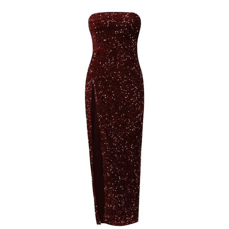 Fashion Elegant Solid Sequins Slit O Neck Pencil Dresses(4 colors) Fashion Elegant Solid Sequins Slit O Neck Pencil Dresses(4 colors)