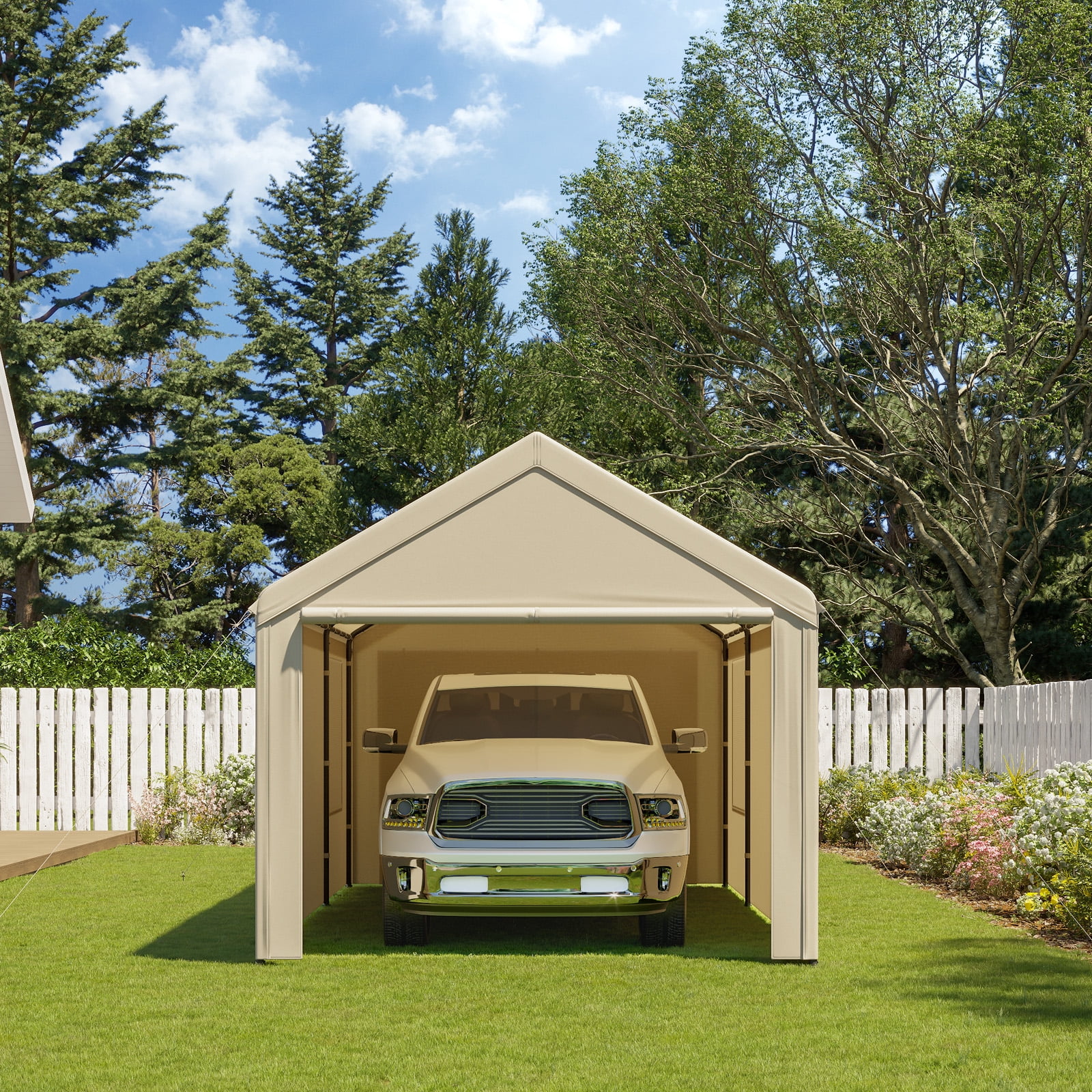 Gardesol Carport, 10'x20' Heavy Duty Carport with Rollup Ventilated Windows, Portable Garage