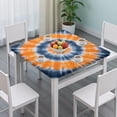 thumbnail image 3 of Orange Blue White Tie Dye Mandala Pattern Square Fitted Tablecloth with Elastic Edge,Square Table Cover,Washable Elastic Table Cover for Home Kitchen Party Decor 34"x34", 3 of 6