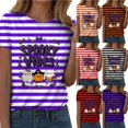 thumbnail image 2 of YDFCWXW Women's Halloween 'SPOOKY VIBES' Graphic Short Sleeve T-Shirt - Cute Round Neck Casual Tee for Spooky Season Orange, S, 2 of 7
