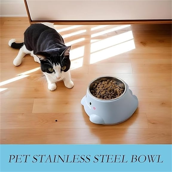 Dog Bowl, Dinosaur Shaped Stainless Steel Bowl, Pet Food Dish with Non Base Fun Design for Small Medium Dogs