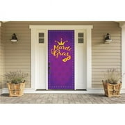 My Door Decor 285906MRDG-006 36 x 80 in. Crown & Mask Mardi Gras Front Door Mural Sign Banner Decor, Multi Color