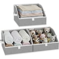 thumbnail image 2 of MHSIOAP-Closet Storage Bins, Trapezoid Organizer Box for Shelves, Fabric Clothes Bin, Foldable Organizing Baskets with Handles, Small, 3-Pack, Gray, 2 of 4
