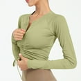 thumbnail image 3 of Oplxuo Workout Shirts for Women Quick Dry Long Sleeve Drawstring Crop Tops Slim Fit Running Sports Shirts with Thumb Hole, 3 of 4