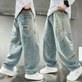 thumbnail image 2 of Gyexs Girls Cargo Pants Size 10-12 School Clothes High Waist Baggy Stretchy Parachute Pants Blue 5-6 Years, 2 of 8