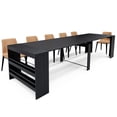 thumbnail image 4 of Advwin 118" Extendable Dining Table with Outlets & Storage, Folding Multipurpose Table for 2-12 People, Modern Wooden Table for Meetings, Weddings, Office, Party, Black, 4 of 10
