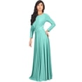 thumbnail image 5 of KOH KOH Long Sleeve Modest Fall Winter Elegant Evening Flowy Empire Waist Full Floor Length Cocktail Formal Tall Pleated Maxi Dress Gown Abaya For Women Light Mint Green XXX-Large US 22-24 NT009, 5 of 7