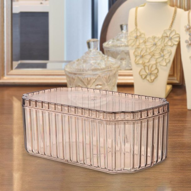 Caja de almacenamiento de joyería transparente, ataúd de joyería cosmética, brazalete para niñas, estuche de joyería de lujo ligero para decoraciones Marrón Macarena cajas de joyas
