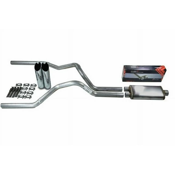 Dodge Ram 1500 Truck 04-08 2.5" Dual Exhaust Flow II Stainless Muffler Slash Tip