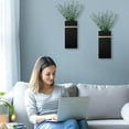 thumbnail image 2 of Wall Planters for Indoor Plants - 2 Pack Wood Wall Vases for Dried Flowers & Artificial Plants Modern Farmhouse Wooden Vase for Living Room Bedroom Kitchen Decorations - Black Large, 2 of 7
