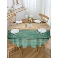 thumbnail image 5 of Green Brown Wood Grain Round Tablecloth 60 inches Vintage Farmhouse Country Style Waterproof Oil-Proof Table Cloth Round Table Cover for Holiday Party Picnic Dinner Decor Indoor and Outdoor Use, 5 of 9