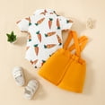 thumbnail image 4 of Otqutp Birthday Romper for Toddler Baby Girls Smocked Outfits Carrot Print Short Sleeve Triangle Bodysuit Shorts 2 Piece Set, 4 of 9