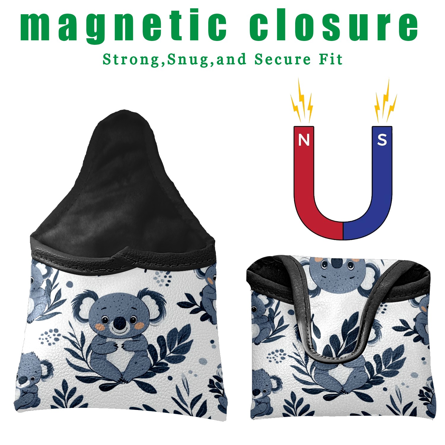 Golf Mallet Putter Cover Premium Leather Golf Putter Head Cover with Magnetic Closure, Golf Cover for Men and Women Koala Pattern