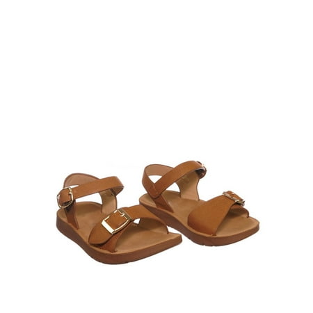 

Tire2 by Soda Children Girl Open Toe Flat Sandal w Ankle Strap