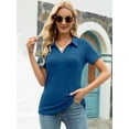 thumbnail image 7 of LOMON Womens V Neck Polo Shirts Short/Long Sleeve Collared Tops Loose Casual Tunic Blouses with Pocket, 7 of 7