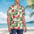 thumbnail image 3 of Balery Watermelons Camisas hawaianas de manga corta para hombre, camisas playeras de corte holgado, camisas de vacaciones con botones,Large, 3 of 7