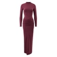 thumbnail image 5 of XIYON Dress For Women Elegant Casual Bodycon Midi Dress With Stand Collar Long Sleeves And Waist Tucking Ruffle Details For Daily Wear Outfit Fashion, 5 of 5