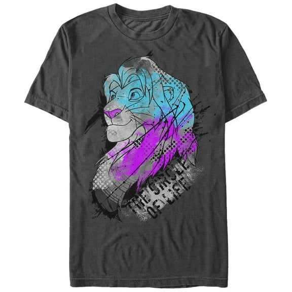 Men's Lion King Simba Splatter Art Graphic Tee Charcoal 3X Large