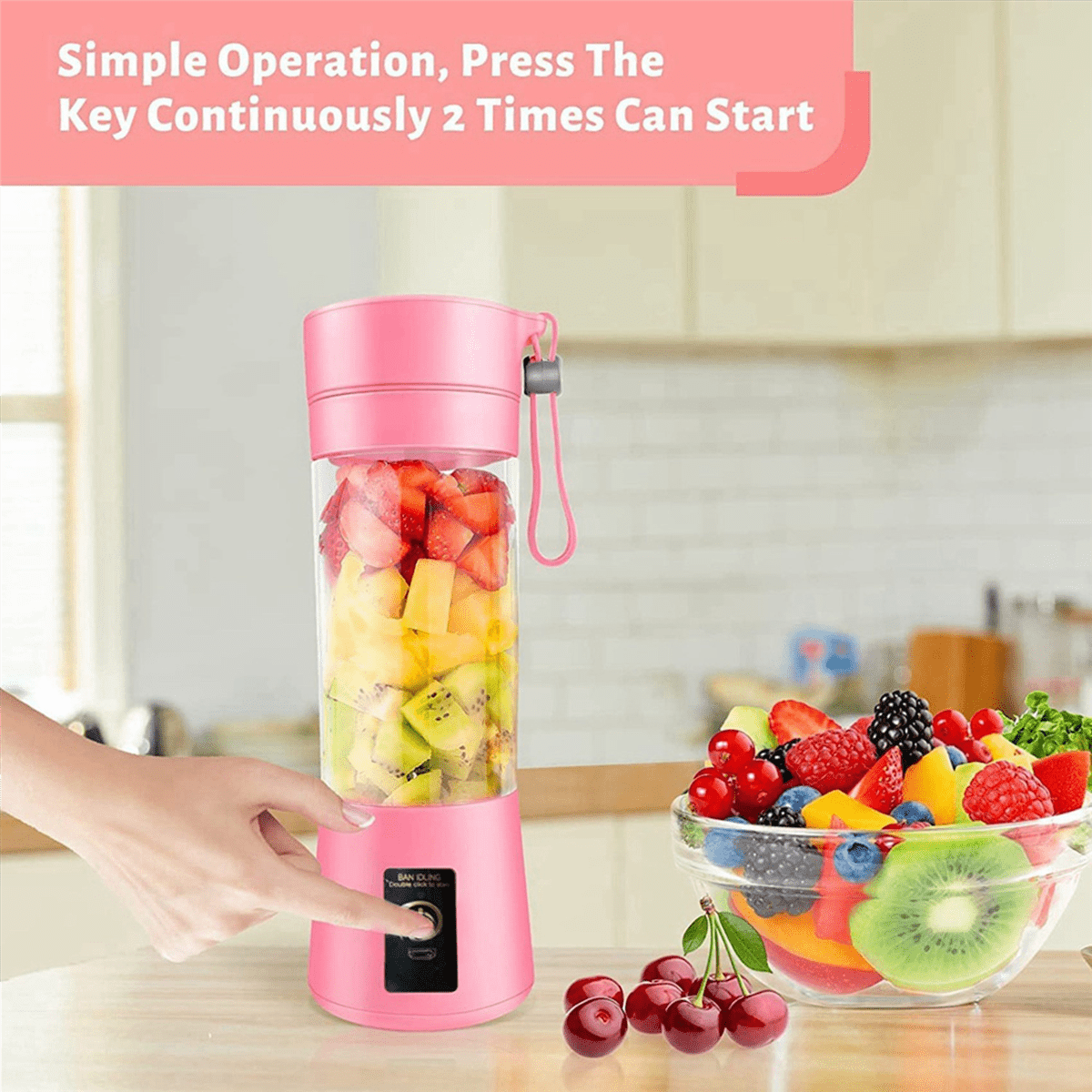 Battery Powered Blender, Pink (2 Count)