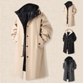 thumbnail image 2 of Aihuaihua Mens Trench Coat with Hood Notched Lapel Casual Windbreaker Fall Classic Long Jacket Overcoat Cardigan Khaki XXL, 2 of 5