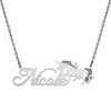 Personalized Stainless Steel Fancy Script Name with Unicorn Necklace