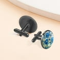 thumbnail image 6 of PhooArto Men's Classic Stainless Steel, Blue Rose Rustic Wood Pattern Cufflinks Business Wedding Shirts, Black, 6 of 6