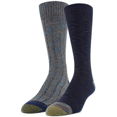 Gold Toe Mens 2 Pk Aztec Texture Crew Socks Blue