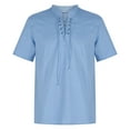 thumbnail image 2 of SwiftWear Men Polyester Short Sleeve Turndown collar Retro Blouse Blue XXL, 2 of 7