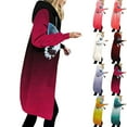 thumbnail image 2 of Zwiiyzr Winter Coats for Women Trendy Zip Up Hoodies Fleece Jacket Gradient Printed Loose Sleeved Hoodie Outerwear Top Long Jacket Claret, 2 of 8