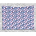 thumbnail image 1 of Cherry Blossom Tapestry, Art Deco Fish Scale Pattern Cherry Flowers and Climbing Bean Plant, Wall Hanging for Bedroom Living Room Dorm Decor, 60W X 40L Inches, Pink and Violet Blue, by Ambesonne, 1 of 2