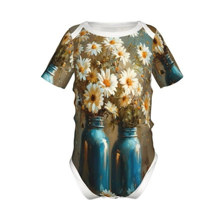 

Adobk Rustic Daisy Mason Jars Print Baby Climbing Clothes Jumpsuit Rompers Classic Rompers Child Short sleeve Bodysuits-9M