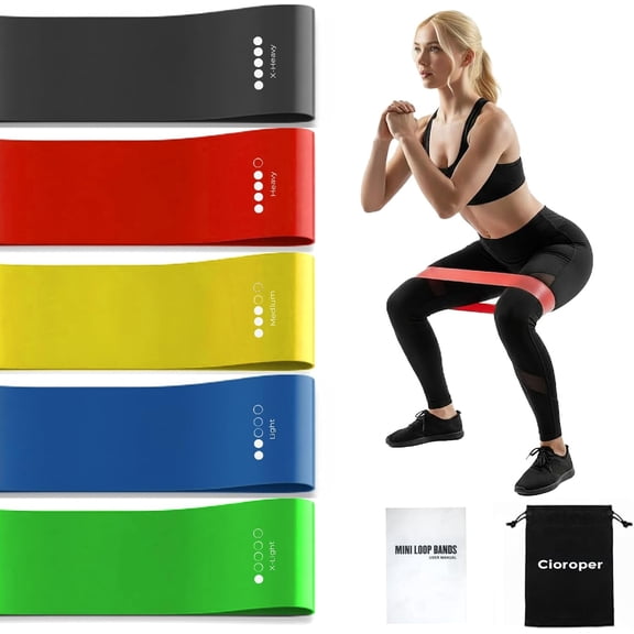Resistance Bands for Working Out Exercise Loop Bands Workout Bands Set for Men Women Body Stretching, Pilates Yoga Physical Therapy, Leg Glute Arm Exercise Kit, Set of 5