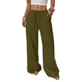 thumbnail image 3 of Womens Palazzo Pants Summer Fashion 2026 High Waisted Wide Leg Drawstring Flowy Beach Trousers with Pockets Army Green S, 3 of 6